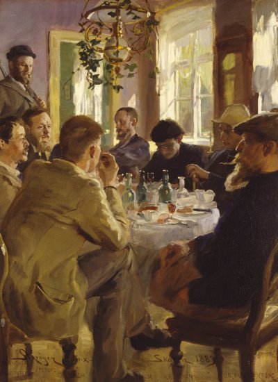 Almuerzo de artistas en el Hotel Brøndums de Peder Severin Krøyer